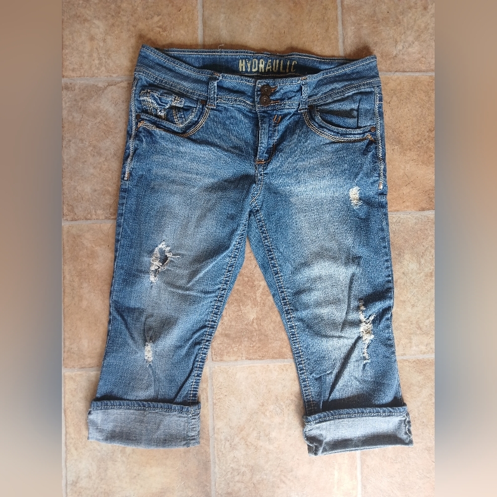 Hydraulic Blue Distressed Ankle Jeans